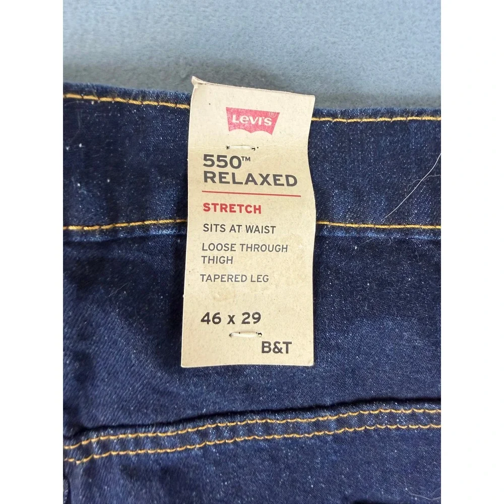 Levi's 550 Relaxed Fit‎ Jeans Mens 46x29 Dark Wash Big & Tall Stretch Denim
